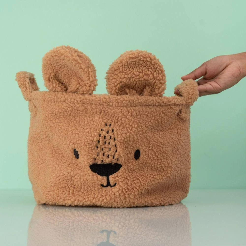 Cesto Redondo 30cm Com Alças Urso de Pelúcia